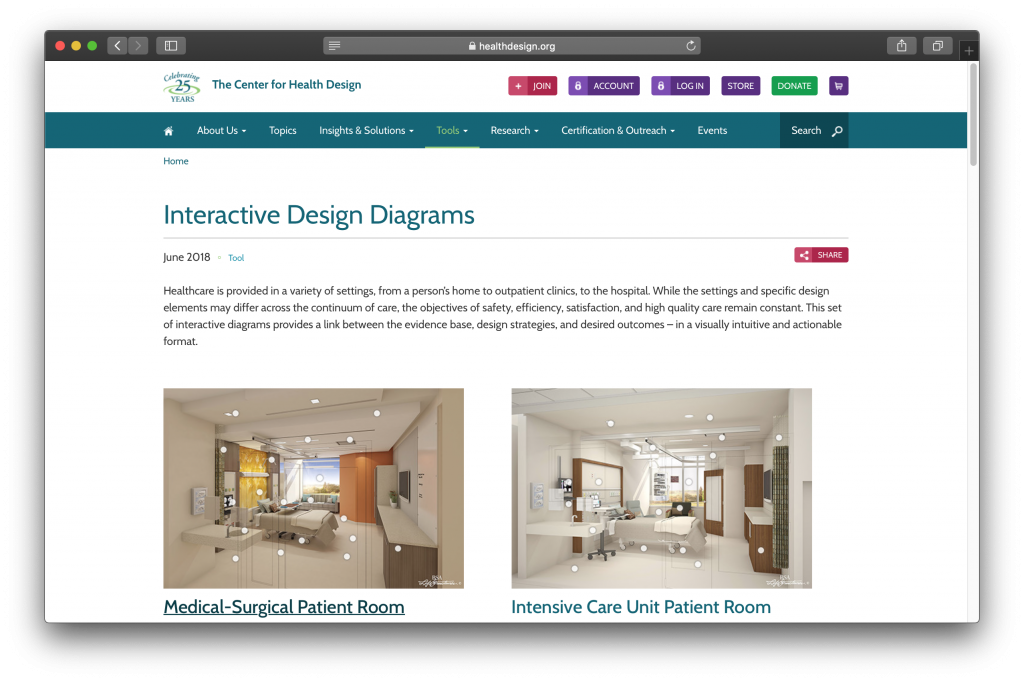 The Center for Health Design「病室などのインタラクティブ・ツール」
